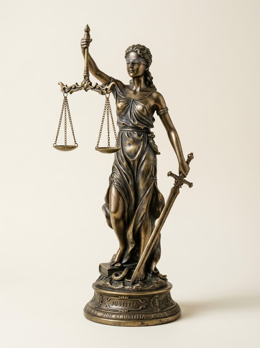Statue of Lady Justice with Scales and Sword